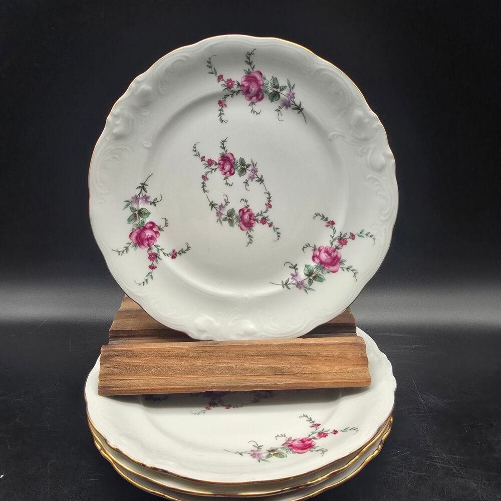 Wawel China Rose Garden Salad Plates Made in Poland Royal Kent Bavarian Rose
